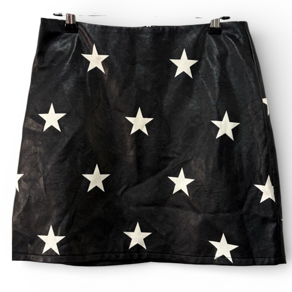 Black Mini Skirt with White Star Print